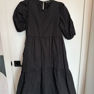 Zara Black Dress with Puff Sleeves
